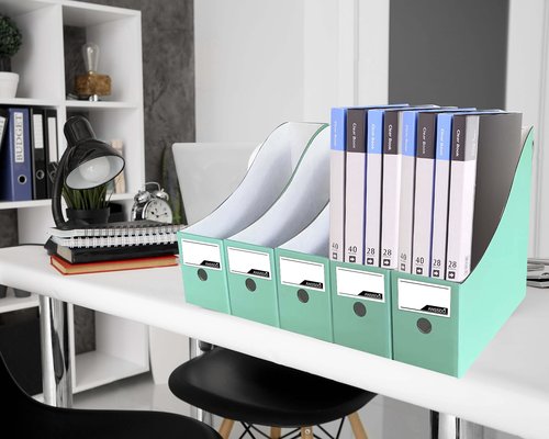 ANSSDO 12 Pack Teal Cardboard Magazine Holders, Premium Magazine File Holder for Desk, Foldable Large Volume Magazine File Organizer as Book Bins or Folder Holder for Office or School…