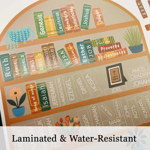 Bible Study Tracker Stickers - Books of The Bible Reading Tracker | 5.9 x 7.8 Inch (Brown)