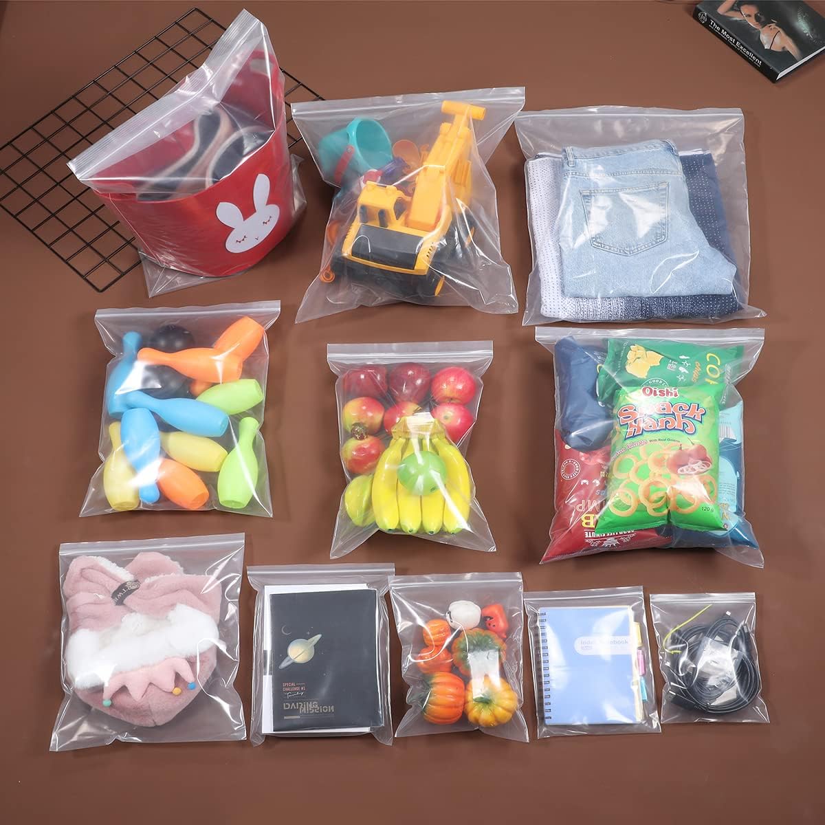 Thick 5 Mil Clear Zip Plastic Bags - Heavy-Duty Reclosable Storage Bags for Cards & Snacks | 20-Pack, 7 x 9 Inches
