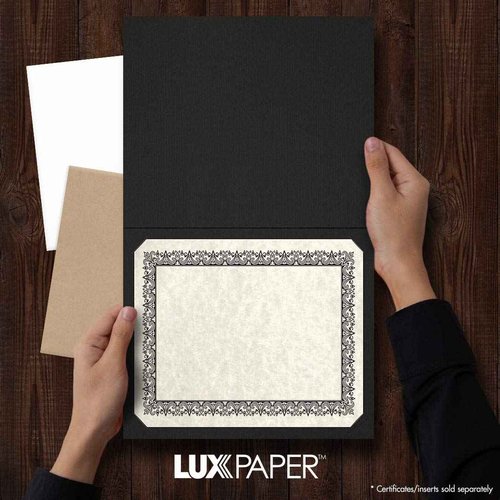 Certificate Holders (9 1/2 x 12) - Deep Black Linen (100 Qty.) | Perfect for Award Recognition, Certificates, Documents and More! | CHEL-185-DDBLK100-100