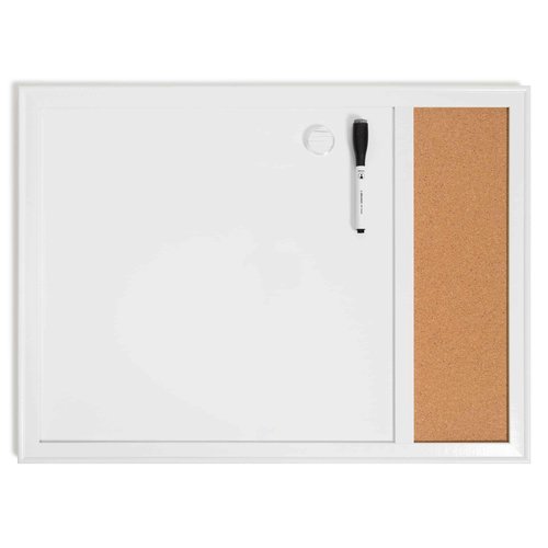 U Brands Combination Dry Erase Board White Board with Minimal Deco Frame, Office Supplies, Includes Marker and Magnet, 24" x 18" (5304U00-01)