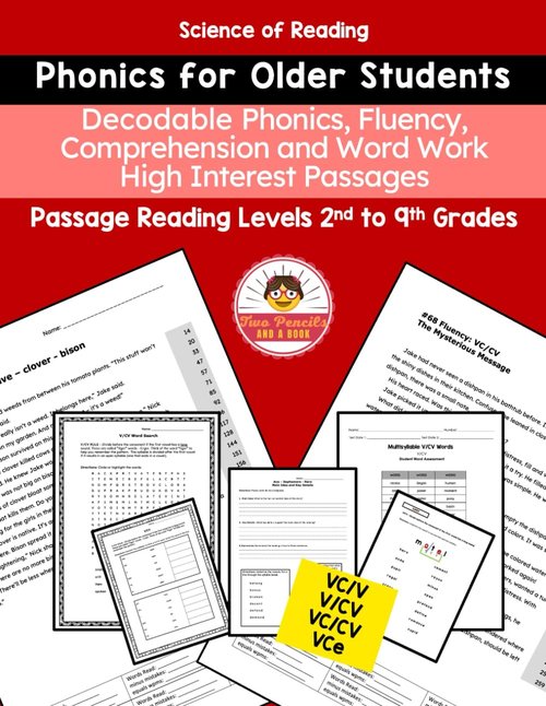 Decodable Phonics by [Brand Name] - Fluency, Comprehension & Word Work for Grades 2-9 | High Interest Passages