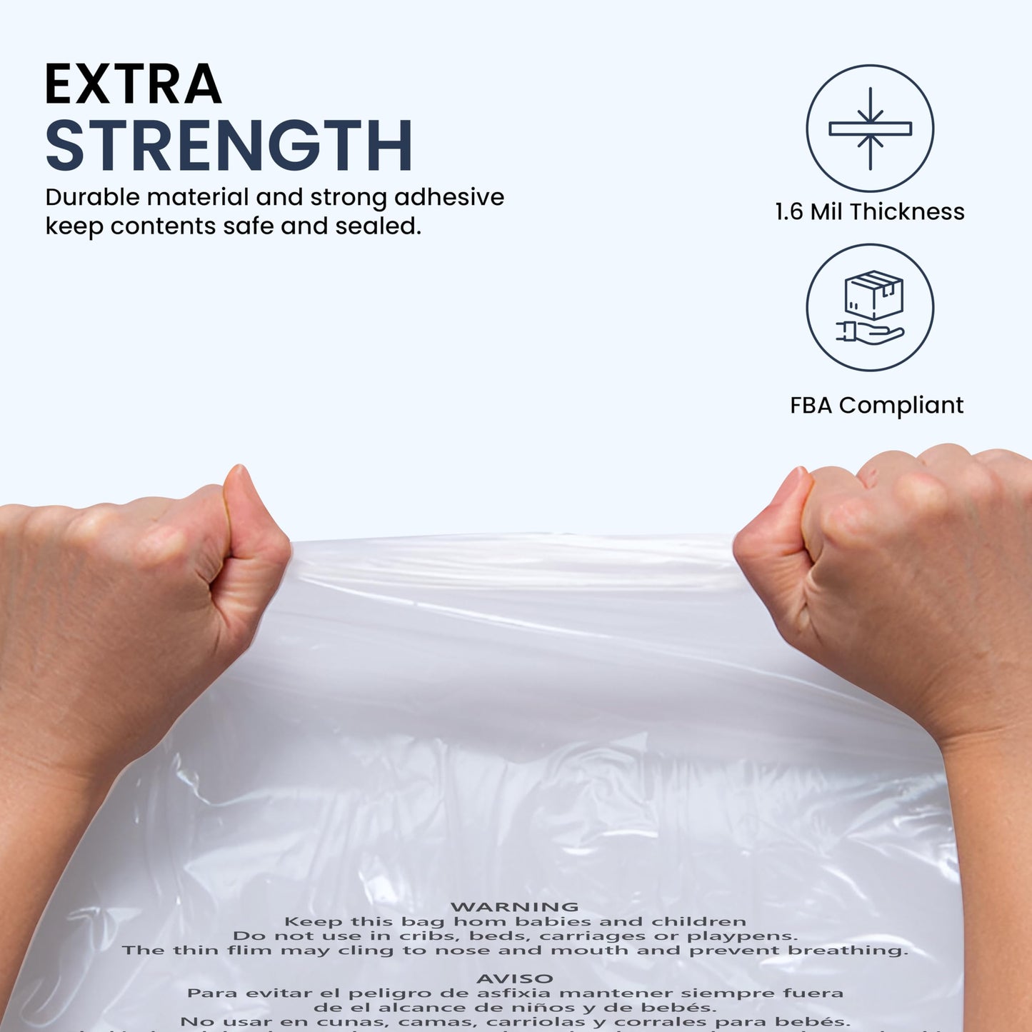 Yuvora 12x15 Inch Clear Poly Bags with Suffocation Warning (200 Count) – Self-Seal Adhesive – Plastic Bags for Shipping, Packaging, Mailing, Apparel, FBA Storage, and Retail Use