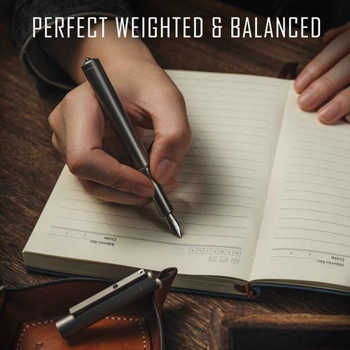 KeyUnity KP02 Fountain Pen Fine Nib with Ink Converter, Titanium Alloy Calligraphy Pen for Writing & Journaling