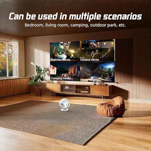 [Built-in Apps] 5G WiFi Bluetooth Smart 360¡Æ Rotatable Projector,4K support HD Portable Projector, Mini Projector with Stereo Speaker. Indoor, Outdoor Use,Compatible with TV Stick Smartphone/ pc/USB