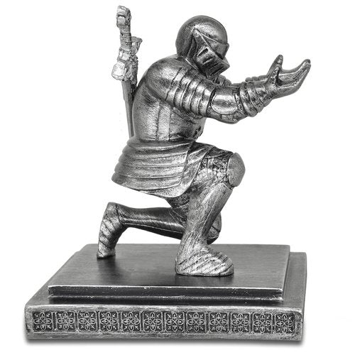 Miyolo Knight Pen Holder with a Sword Kneeling Medieval Soldier Pencil Stand Desk Organizers Fancy Cool Office Home Tabletop Decor for Men Father Husband