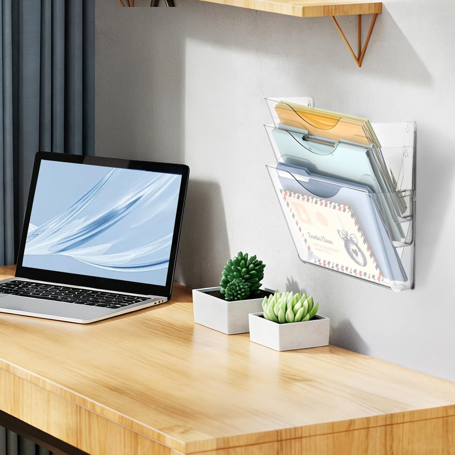 SUPEASY Clear Acrylic Wall File Organizer - Wall-Mounted Holder for Mail & Magazines | Single Pocket Design