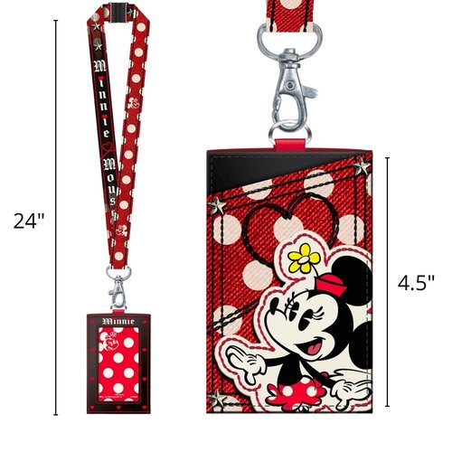 Needzo Mickey and Minnie Mouse Travel Wallets with Detachable Neck Straps, Card and Badge Lanyards with Clear ID Slot, 2024 Back to School Supplies, Pack of 2, 24 Inches