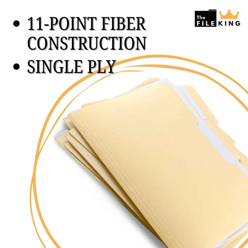 The File King 1/3 Cut File Folders Letter Size - 100 Pack | Manilla Folders 8.5 x 11 | Assorted 3 Tabs | Heavy Duty 11-Point Fiber | Made in USA | Undercut Front for Easy Labeling & Organization