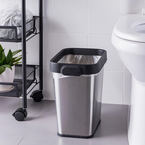 2 Pack Stainless Steel Trash Can 3 Gallon, Open Top Trash Can, 8" x 11" x 13", Rectangle Rubbish Bin, Slim and Narrow, No Lid Small Wastebasketfor Kitchen, Bathroom, Living Room, Office
