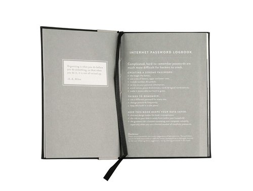 Eccolo Password Keeper Book with Alphabetical Tabs, Discrete Computer and Website Login Password Book and Organizer, Hardcover Pocket Size Journal Notebook for Everyday Use (Black, 5.75x4 inches)