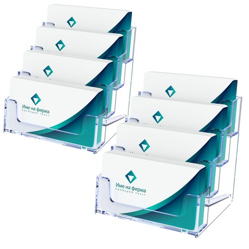 Uaimvie Acrylic Business Card Holder for Desk, Clear Plastic Business Card Stand with 4 Tier, Multiple Business Display Holder for Exhibition, Office and Hotel, 2 Pack
