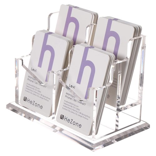 Business Card Holder Vertical Business Card Display for Desk 4 Slot Acrylic Cards Stand for Women and Men (4 Slot Vertical)
