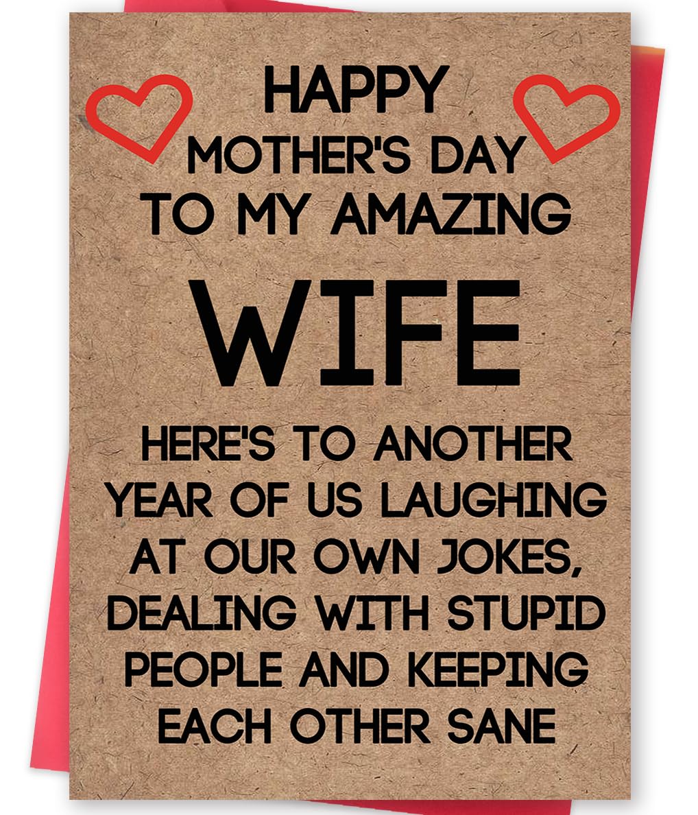 Ziwenhu Rude Wife Mother's Day Card from Husband, Funny Mothers Day Gifts Idea for Wife,Humor Mother's Day Card for Women,Unique Gifts for Mothers Day
