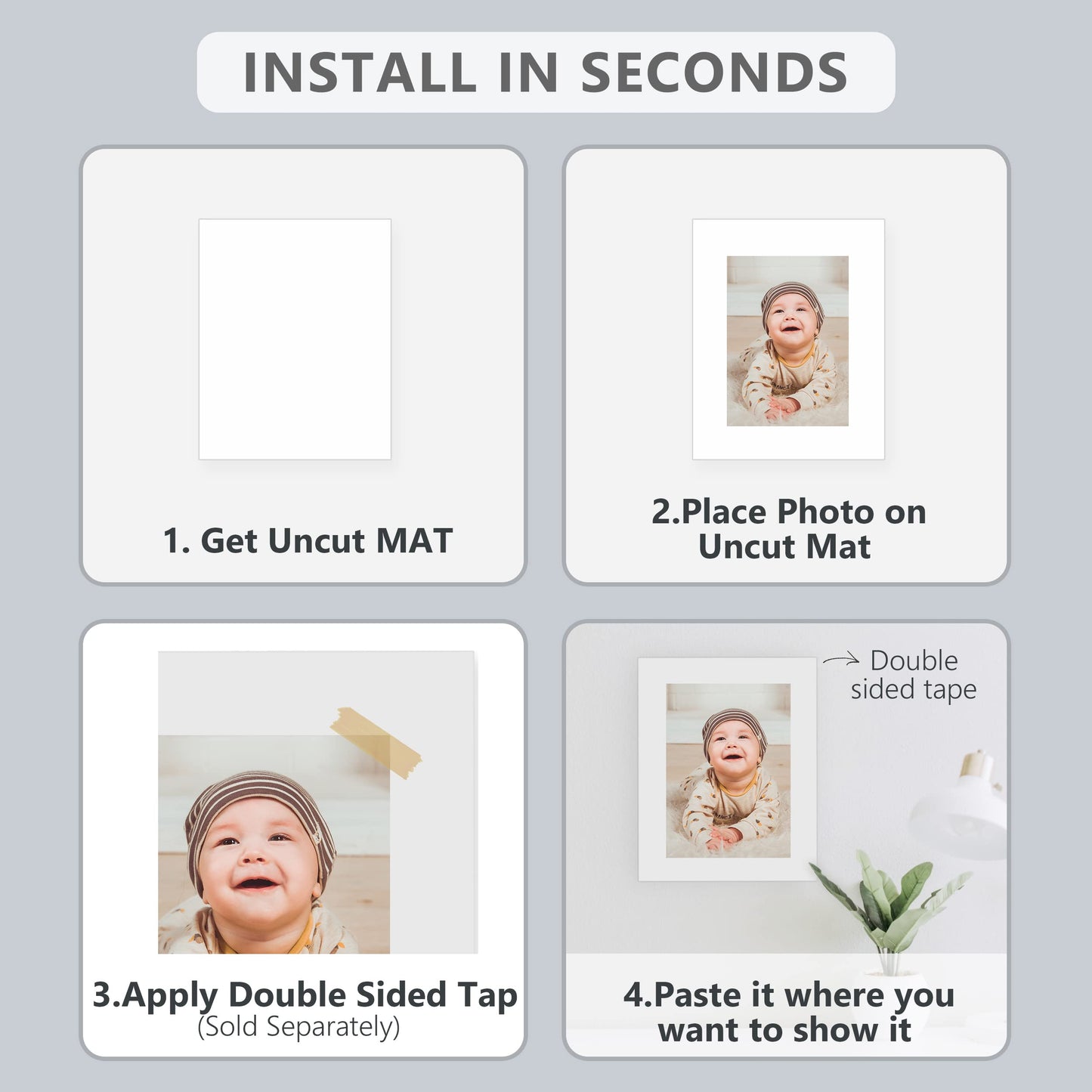 Somime 25 Pack Backing Boards Only - 8.5x11 Uncut White Mats Matboards, Acid Free & White Core Backerboards, Ideal for Photos/Pictures/Prints/Frames/Arts