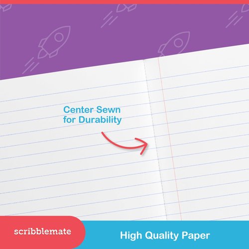 ScribbleMate Cute Composition Notebook Wide Ruled, Composition Notebpooks for Kids, Wide Ruled Composition Notebook for Boys and Girls. 100 Sheets 200 Pasges. 9.75” x 7.5” (12 Pack)