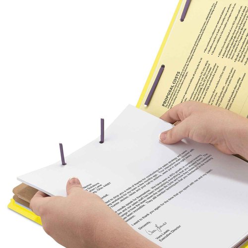 Smead Pressboard Classification File Folder with SafeSHIELD Fasteners, 2 Pocket Dividers, 2" Expansion, Legal Size, Yellow, 10 per Box (19084)