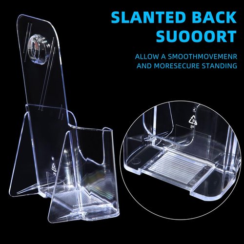Feifeiya 4 Packs 4 Inch Acrylic Brochure and Business Card Holder, Wall Mount Pamphlet Display Stand Flyer Brochure Display Rack for Business Magazine Pamphlet Booklets Menu Journals Book