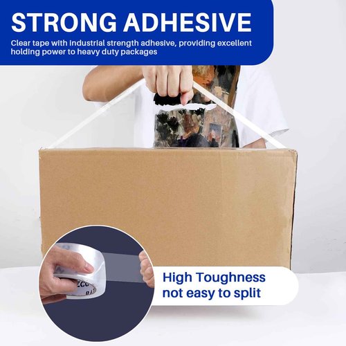 RAZCC Clear Packing Tape, 24 Rolls Heavy Duty Packaging Tape with Dispensers for Packing Shipping Moving and Sealing, Thicker Packing Tape-2" x 65 Yards Per Roll, 1560 Total Yards