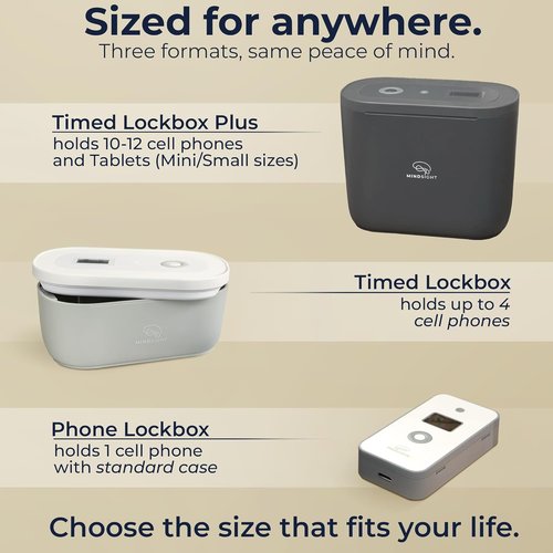 Mindsight Timed Lock Box Plus - Fits Small Tablets & Phones | Reduces Screen Time & Builds Healthy Habits