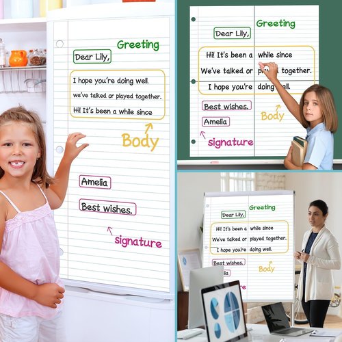 Jumbo Magnetic Dry Erase Notebook Paper 24x28in Magnet Handwriting Lined Paper for Classroom Whiteboard Writing Chart Giant Magnetic Newsprint Handwriting Story Paper Homeschool Teaching Supplies
