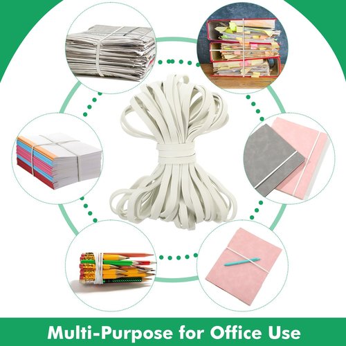 Nuanchu 220 Pcs Rubber Bands 5.9" x 0.24" Size #69 Large White Multipurpose Rubber bands Big Heavy Duty Elastic Band for Office Home Supplies File Folders Litter Box
