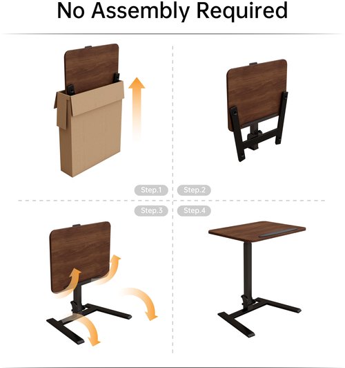 alawooder Mobile Folding Desk 25 Inch - No Assembly Sit-Stand Desk,Height Adjustable Rolling Laptop Desk, Space-Saving Portable Desk with Wheels for Home Office Craft & Study, Brown