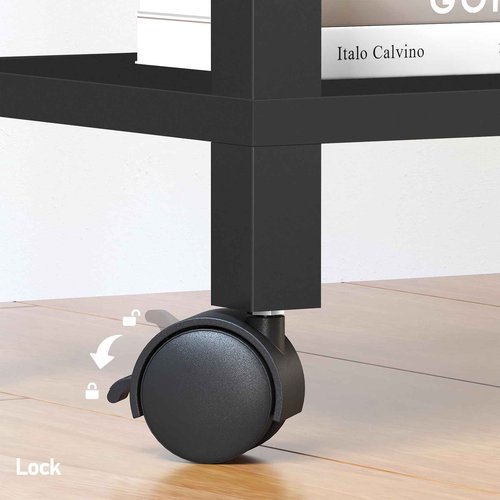 TUTOTAK 3 Tier Printer Stand, Rolling Printer Cart with Power Outlets and USB Ports, Mobile Printer Table with Wheels, for Under Desk, Office, Home, Greige PS02BK001