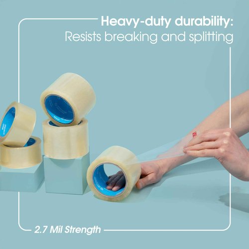Spartan Industrial - 3" X 60 yd Clear Packing Tape Rolls - 24 of Wide Heavy Duty Tape for Packing, Moving, Shipping, and More - 2.7 Mil