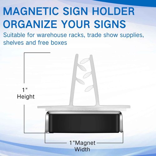 Thyle 24 Pack Magnetic Sign Holder Grip Holder, Powerful Magnet, 3" Length, 1" Width, 1" Total Height for Retail Wall Display Store Vendor Event Warehouse and Shop Supplies, Clear