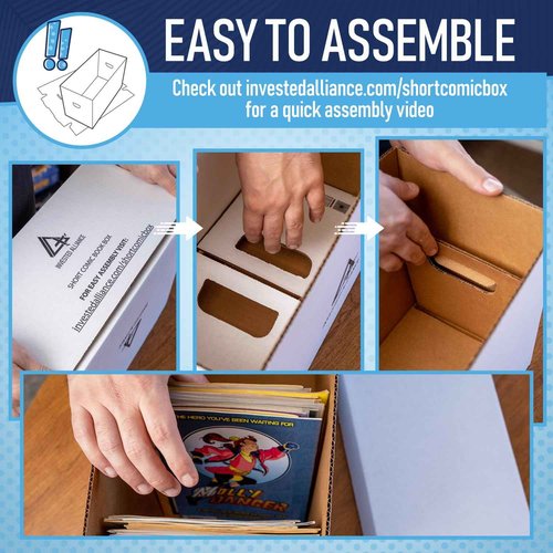 Premium Short Comic Book Storage Box (10 Pack - White). Thick Cardboard Comic Book Box/Cabinet. Comics Books Bin for 150-175 Collectibles. Comics Boxes Storage Case/Cabinet to Showcase Collectibles.