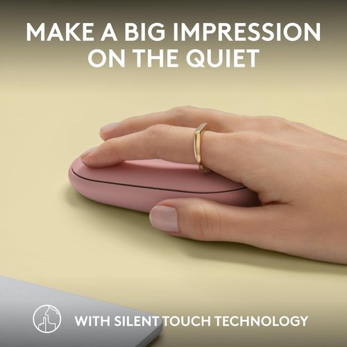Logitech Pebble M350s Slim Bluetooth Wireless Mouse - Portable, Lightweight, Customizable, Quiet Clicks | Tonal Rose