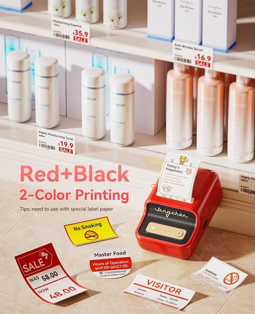 NIIMBOT B21 Pro Label Maker - 300DPI HD Printer for Notes & Photos | 50x30mm Red Labels