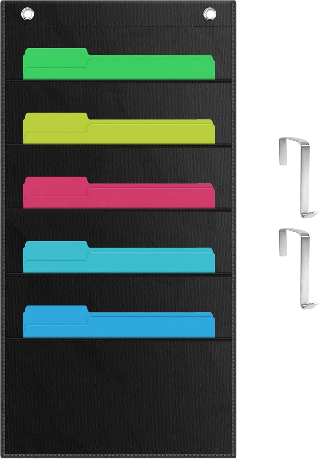 ZKOO Wall File Organizer - 5 Pocket A4/Legal/Letter Size Document Holder | Sturdy Black Design for Home & Office