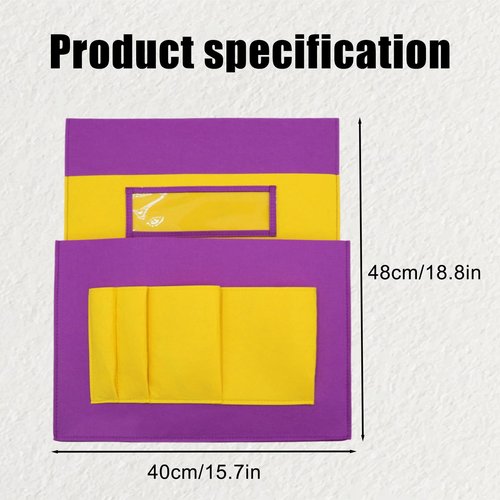 Icegrey 12 Pack Felt Chair Back Pocket School Seat Chair Storage Pocket Organizer with Label Slot Multiple Pockets for School Home Classroom Kindergarten, Black