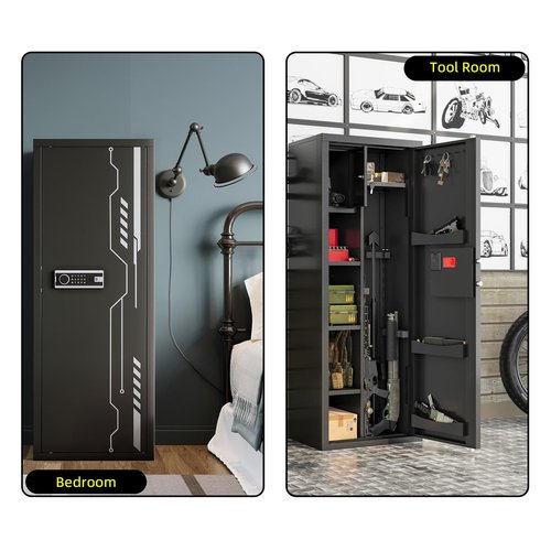 KAER 8-12 Gun Safe, Multi-Function Gun Safe for Rifles and Pistols, Gun Cabinet, Large Gun Safe for Home Rifles and Shotguns, Rifle Safe, Electronic Gun Cabinet with Removable Shelf and Rifle Rack