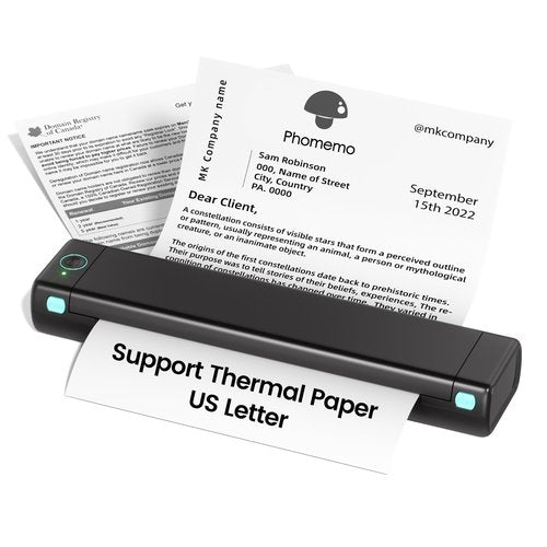 Phomemo M08F Portable Printers Wireless for Travel, Support 8.5" X 11" Thermal Paper, Bluetooth Thermal Printer Compatible with iOS, Android & Laptop, Inkless Mobile Printer for Office, Home, School