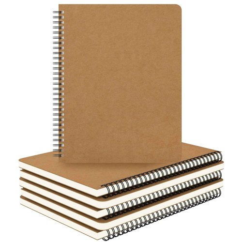 EUSOAR Spiral Journaling Notebooks, A4 6 Packs 8.5"x 11" 120 Pages Hardcover Spiral Blank Notebook, Blank Journal Unlined Notebooks Bulk for Student Office School Diary Drawing Writing-Brown