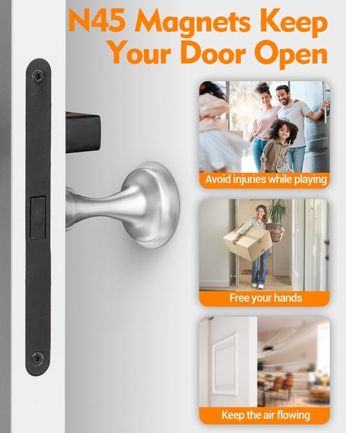 Magnetic Door Stoppers by [Brand Name] - Stainless Steel, No Drilling, 2-Pack for Wide Doors