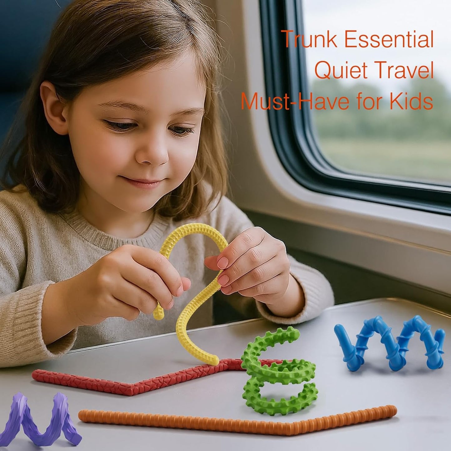 Skiennix Flexible Sensory Fidget Sticks - 6PCS Stress Relief Toys for Kids & Teens | Travel Essentials
