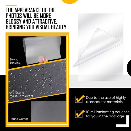 Sherr 50 Pcs 10 Mil Thermal Laminating Sheets 11 x 17 Inch Laminating Pouches 11-1/2 x 17-1/2 Inch Clear Lamination Sheets A3 Size Menu Size Hot Glossy Laminator Sleeves for Sealing