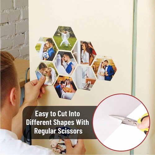 Magnetic Sheets with Adhesive Backing 8" x 10" for Crafts, DIY. 50 Strong Craft Magnets to Make Flexible Magnet Self Sticky Tapes, Strips, Squares, Sheet for School Classroom Board, Fridge, Photos