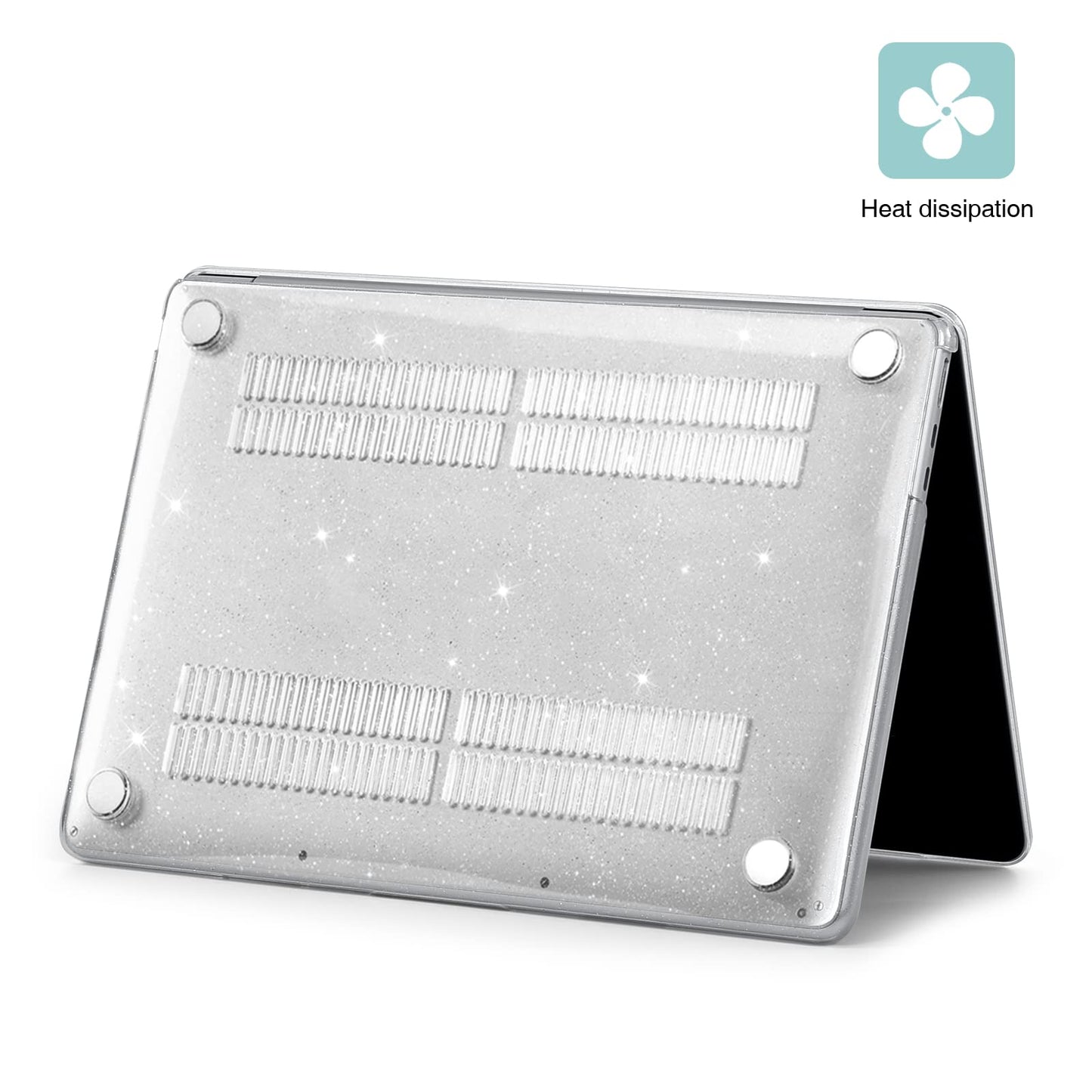 EooCoo Case Compatible with MacBook Air 13 inch M5 2026-2022 Release M4 M3 M2 A3449 A3240 A3113 A2681, Glitter Hard Shell&Keyboard Skin Cover&Screen Protector for Mac Air 13.6 inch, Sparkly Clear