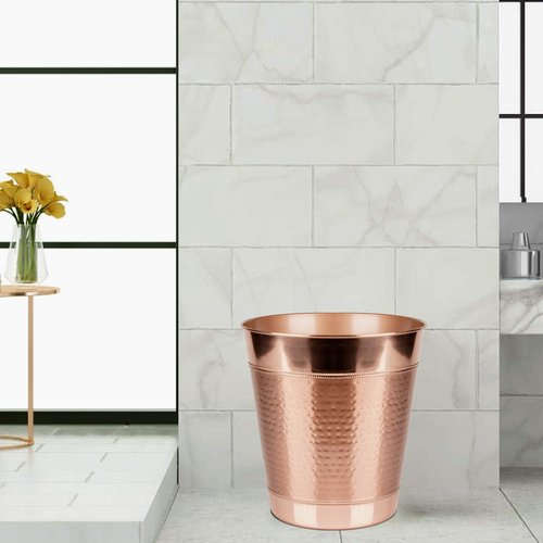 nu steel Hudson Copper Decorative Stainless Steel Small Trash Can Wastebasket, Garbage Container Bin for Bathrooms, Powder Rooms, Kitchens, Home Offices - Copper (HSC8H)