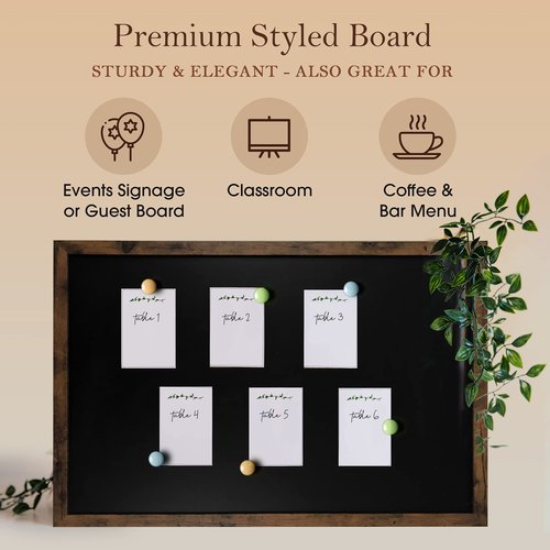 Loddie Doddie Large Magnetic Chalkboard - 24" x 36" Rustic Frame, Kitchen & Home Decor - Easy-to-Erase, Hanging Black Chalkboard for Wall - Blackboard