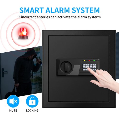 2.3 Cuft Fire proof Safes for HOME USE, Digital Security Safe Box with Programmable Keypad and Spare Keys, Safety Box for Home Office Business, Document Safe for Money Medicine Valuables