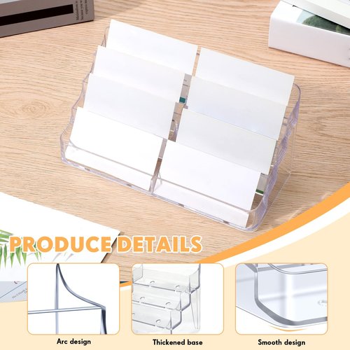 Jutom 4 Pcs 8 Pocket Acrylic Business Card Holder 7.68 x 3.43 x 3.82 Inch Multi Business Card Holder Display Clear Stand Card Organizer for Desk Literature Flyer Pamphlet