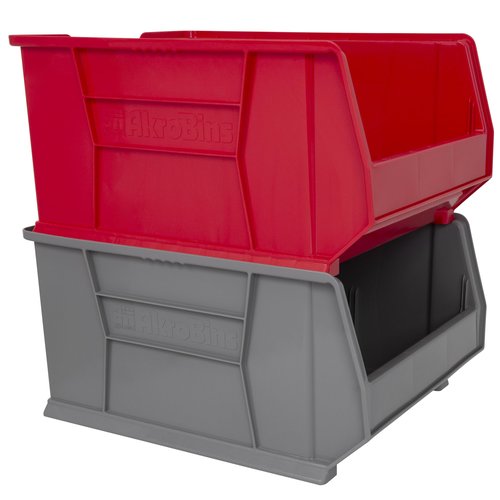 Akro-Mils 30289 Super-Size AkroBins Plastic Storage Bins, Space-Saving Stackable Bins for Garage, Classroom, Warehouse Organization, 24-Inch L x 18-Inch W x 12-Inch H, Grey, 1-Pack