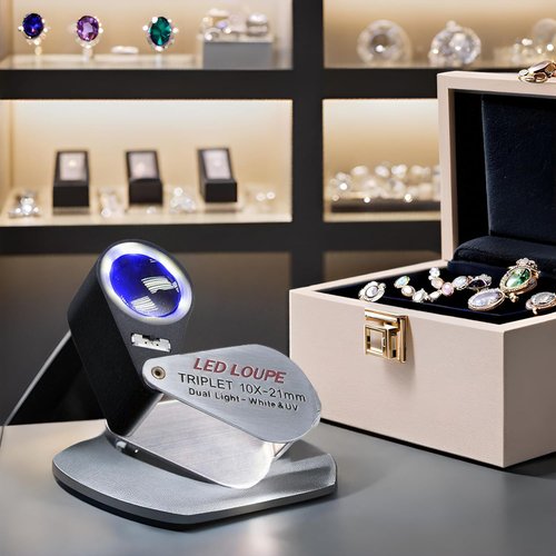 Gain Express Loupe Magnifier - 10X Jewelry Loop with White LED & UV Light for Coins, Gems, Stamps