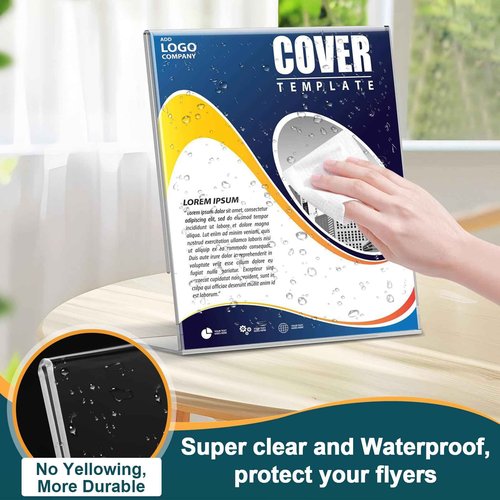 14 Pack Acrylic Sign Holder 8.5x11 Inches, Clear Tabletop Plastic Paper Display Stand, L-Shape Vertical Menu Holder Stand, Photo Picture Frame Flyer Display Stand for Restaurants, Store,Office Desktop